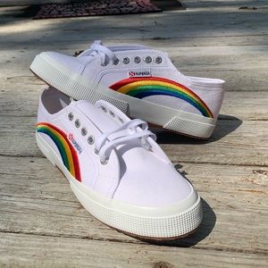 Superga 2750 Cotu Rainbow Embroidered Canvas Sneakers Men’s Sz 7.5 Women’s Sz 9